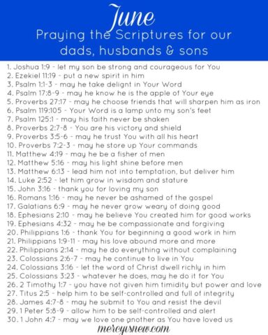 June Praying Verses for our Sons, Dads & Husbands