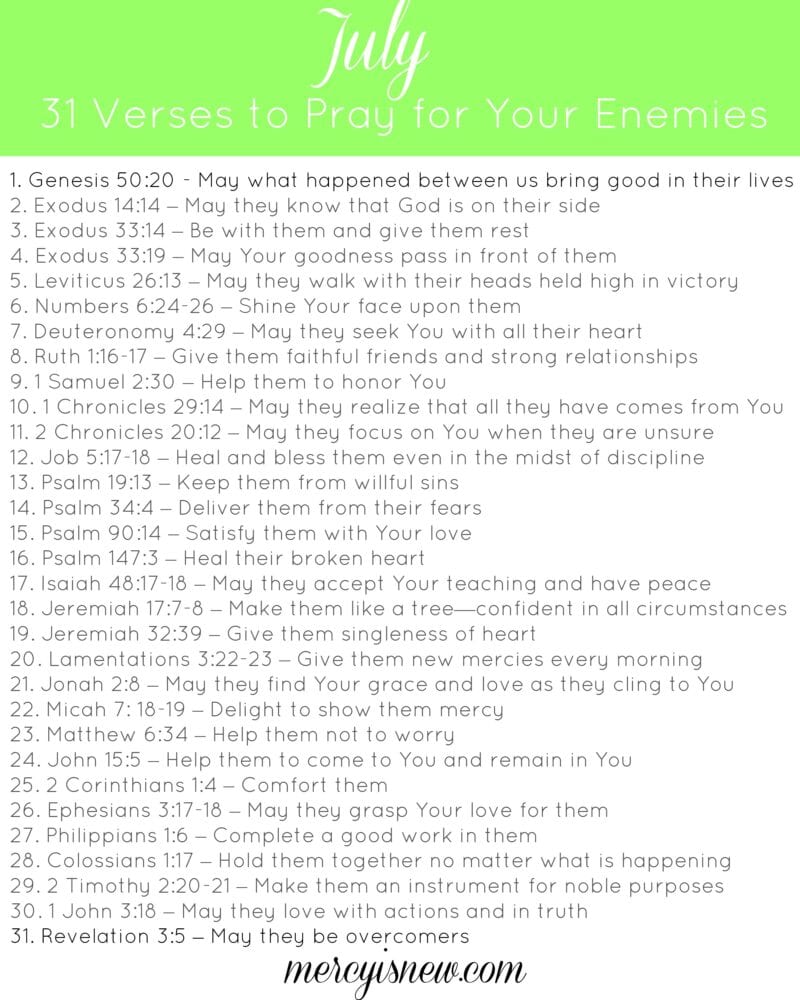 Praying For Your Enemies: 31 Verses to Bless Them