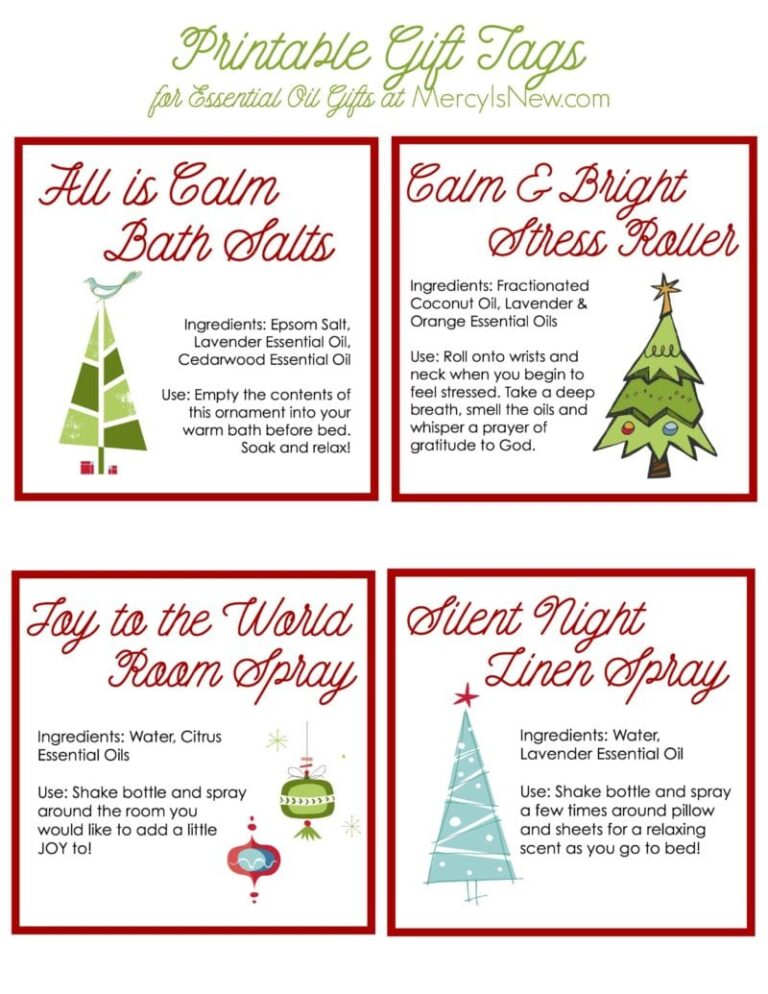 Free Printable Gift Tags for Essential Oil Gifts