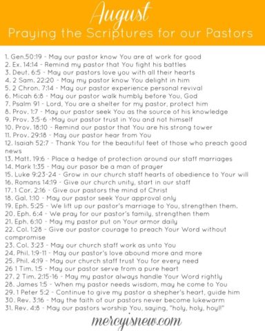 31 Verses to Pray for our Pastors & Staff