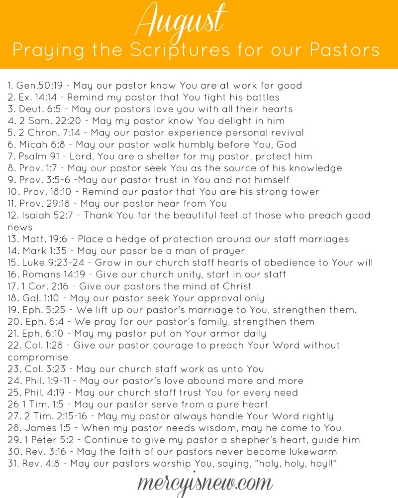 31 Verses to Pray for our Pastors & Staff