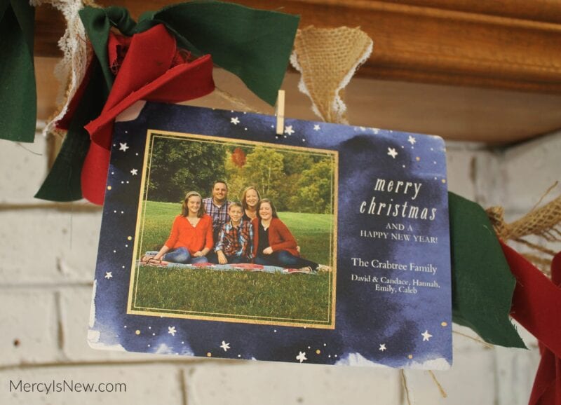 Burlap Garland Christmas Photo Card Display